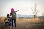 Tourists Are Enjoying The Mountain Stock Photo