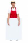 Male Chef Holding Blank Board Stock Photo