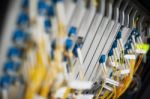 Fiber Optic With Servers In A Technology Data Center Stock Photo