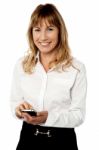 Business Executive Using Her Mobile Stock Photo