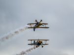 The Trig Aerobatic Team Flying Over Biggin Hill Airport Stock Photo