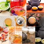 Collection Of Different Herbal Tea Infusion Collage Stock Photo