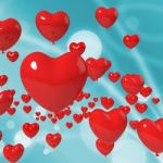 Heart Balloons On Background Shows Valentines Decoration Or Cele Stock Photo