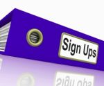 Sign Ups Shows Subscribe Business And Organized Stock Photo