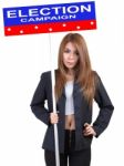 Woman And Election Stock Photo