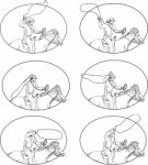 Cowboy Lasso Riding Horse Drawing Collection Set Stock Photo