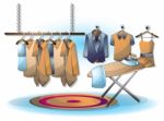 Cartoon  Illustration Interior Clothing Room With Separated Layers Stock Photo