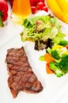 Juicy Bbq Grilled Rib Eye ,ribeye Steak And Vegetables Stock Photo