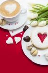 Valentine's Day Sweets Setup Stock Photo