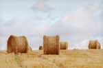 Straw Harvested  Field Stock Photo