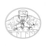 African American Soldier Praying Drawing Stock Photo