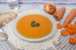 Homemade Carrot Soup Stock Photo