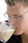 Caucasian Man Drinking Tea Stock Photo