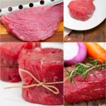 Different Raw Beef Cuts Collage Stock Photo