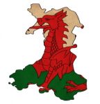 Wales Map On  Flag Drawing ,grunge And Retro Flag Series Stock Photo