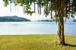 Landscaped Lawns For Leisure On A Kaeng Kra Chan Lake Stock Photo