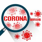 Magnifying Glass With Coronavirus Covid19 Stock Photo