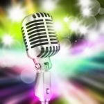 Microphone On Stage Stock Photo