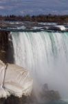 Niagara Falls With The Snow On The Rocks Stock Photo