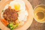 Rice With Hamburg Steak And Fried Egg Stock Photo