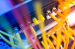 Fiber Optic With Servers In A Technology Data Center Stock Photo