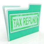 Tax Refund Shows Taxes Paid And Administration Stock Photo