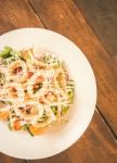 Deep Fried Calamari Rings And Salad Stock Photo