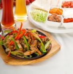 Original Fajita Sizzling Hot  On Iron Plate Stock Photo