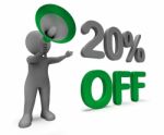 Twenty Percent Off Character Means Discounted Offer Or Sale 20% Stock Photo