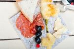 Mix Cold Cut On A Stone With Fresh Pears Stock Photo