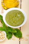 Italian Basil Pesto Sauce Ingredients Stock Photo