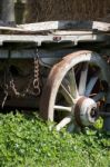 Old Wooden Cart In The Hayshed At St Fagans National History Mus Stock Photo