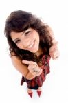 Young Smiling Lady With Thumb Up Stock Photo