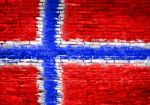 Norway Flag Painted On Wall Stock Photo