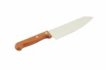 Kitchen Knife From Wooden Handle On White Background Stock Photo