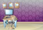 Cartoon  Illustration Interior Office Room Stock Photo