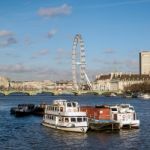 View Along The River Thames To The London Eye Stock Photo