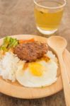 Rice With Hamburg Steak And Fried Egg Stock Photo