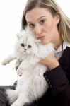 Female Holding Her Lovable Cat Stock Photo