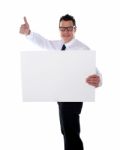 Businessman Holding Blank Board Stock Photo