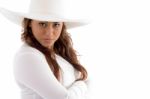 Attractive Woman Posing In Hat Stock Photo