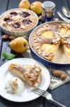 Pear And Plum Frangipane Tarts Stock Photo