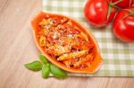 Spicy Chicken Penne Pasta Stock Photo