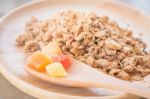 Homemade Granola Breakfast With Dried Fruit Stock Photo