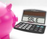 Sale Calculator Shows Price Reduction And Discounts Stock Photo