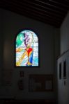 Stained Glass Window Church Of The Holy Sprit In Los Gigantes Te Stock Photo