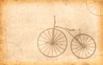 Old Bicycle With Wooden Wheels  Added Old Paper Texture Stock Photo