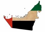 United Arab Emirates Map On United Arab Emirates Flag Drawing ,g Stock Photo