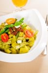 Pasta Pesto And Vegetables Stock Photo