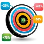 Dartboard With Percentage Discount Stock Photo